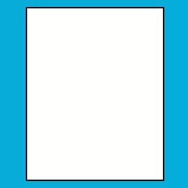 Wandbild im rechteckigen Format. Größe: 80 x 100 cm Weißes Rechteck mit schwarzem Rahmen im Format 80 x 100 cm auf blauem Hintergrund.
