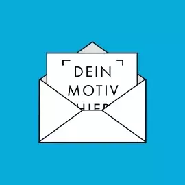 Wähle die klassische Größe - 15 x 10 cm Weißes Rechteck, 15 x 10 cm, im stilisierten Briefumschlag auf blauem Hintergrund.