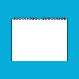 Wähle deinen Kalender im A3-Querformat Stilisierter weißer Kalender mit Ringbindung im A3-Querformat auf blauem Hintergrund.