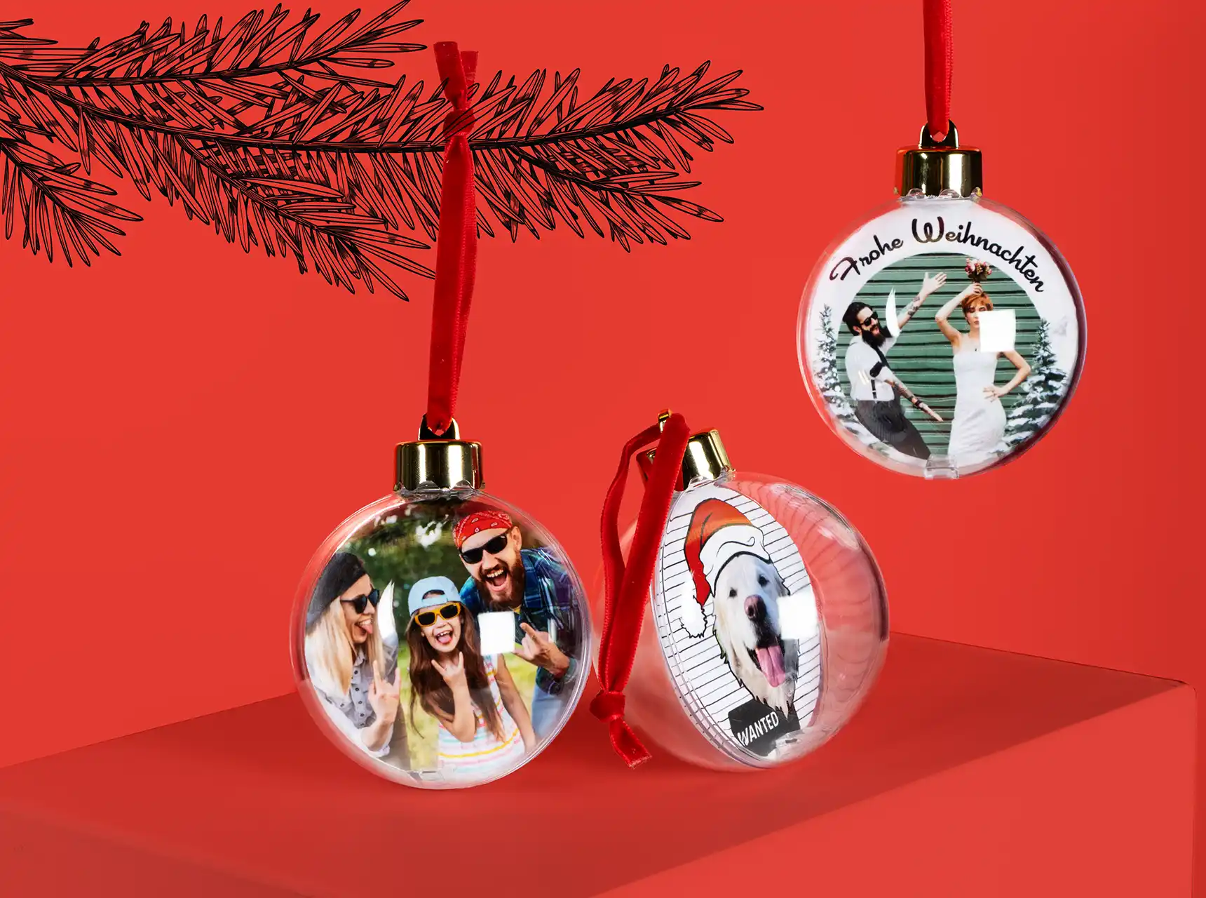 Weihnachtskugeln mit Foto und Namen – festliche Dekoration zum personalisieren und verschenken.