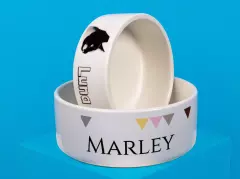 Hundenapf personalisieren, verschiedene Größen möglich Hundenapf mit Namen aus Keramik in verschiedenen Größen für verschieden große Haustiere. Es gibt zahlreiche kreative Designvorlagen für deine Gestaltung.