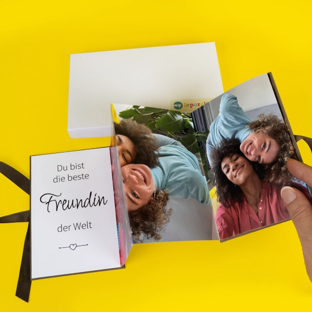 Foto Leporello als Geschenkidee für die beste Freundin mit persönlichen Bildern und Text.