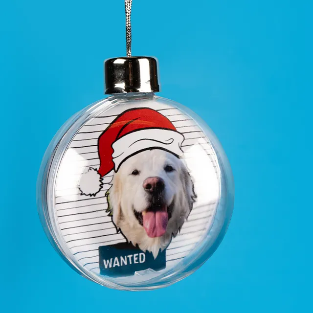 Weihnachtskugeln mit Foto als Geschenkidee Lustige personalisierbare Christbaumkugel mit Hundebild – Weihnachtskugeln mit Foto und Namen.