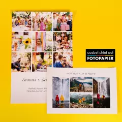 Zwei Fotocollagen als Poster in verschiedenen Formaten. Die Variante „Echtfoto“ wird auf echtem Fotopapier ausbelichtet.
