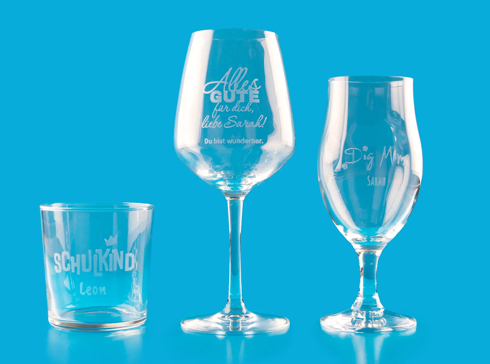 Glasgeschenke mit Gravur bestellst du am besten bei ORWO. Egal, ob Rot- oder Weißwein, Bier oder Saft. Für jedes Getränk haben wir das optimale Trinkglas.