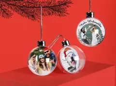 Weihnachtskugeln mit Foto und Namen – festliche Dekoration zum personalisieren und verschenken.