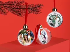 Weihnachtskugeln mit Foto und Namen – festliche Dekoration zum personalisieren und verschenken.