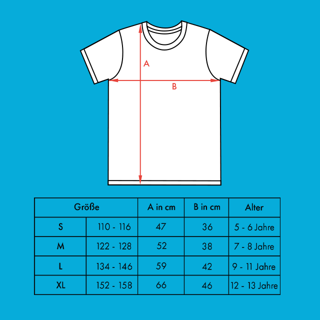 Kindershirt bedrucken lassen, Größentabelle, S bis XL Ein Kindershirt kannst du mit Namen bei ORWO gestalten. Schau dir die Größentabelle an, damit das Shirt deinem kleinen Engel auch mit Sicherheit optimal passt.