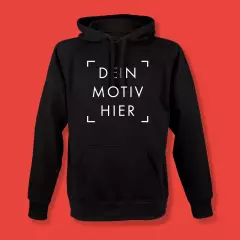 Hoodie bedrucken, beidseitiger, individueller Druck Hoodie bedrucken lassen mit eigenem Motiv. Der Hoodie zeichnet sich durch seine flauschige Innenseite und der hochwertigen Baumwolle aus, aus der der Hoodie besteht.